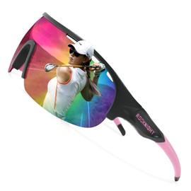 ROCKNIGHT Youth Baseball Sunglasses Sports HD Polarized Sunglasses UV Protection Outdoor Pink Mirror Sunglasses for Women