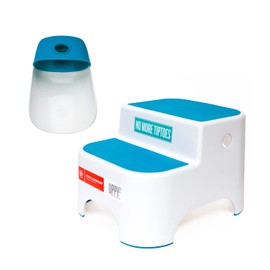 Prince Lionheart Step Stool Set with Faucet Extender, Dual Height Step Stool for Potty Toilet Training Kitchen to Wash Hands, Grippy Non-Slip Top, Sturdy Base with Non-Slip Feet (2 Pack, Berry Blue)