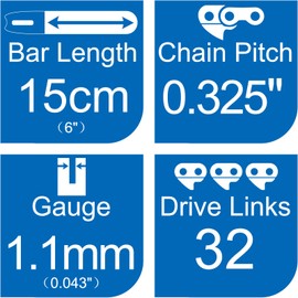 Opuladuo 2 x 15 cm Saw Chain Compatible with Makita DUC150Z, 6 Inch Chainsaw Chain Compatible with Makita DUC150-1912E8-3