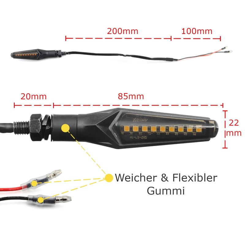 Area1 Motorcycle LED Indicator E-Approved Set (2 Pieces) M8 with