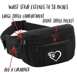 Paw Prints Dog Walking Waist Bag/Bum Bag Extra Large (Black)