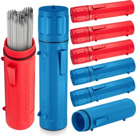 Zonon 8 Pcs Welding Rod Holder Stick Welding Electrode Rod Storage Tube 14 Inch Rod Storage Container Airproof Welding Rod Holder Waterproof Storage Canister for Welding Rod(Red Blue)