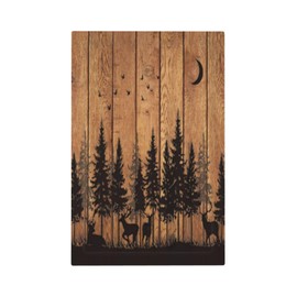 Ukutarly Rustic Forest Pine Tree Brown Wood Light Switch Cover Decorative Farmhouse Country Deer Wall Plate No Device Blank Electrical Faceplate Mid Size for Bathroom Kitchen Bedroom
