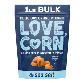 LOVE CORN Sea Salt 16oz x 1 Bag - Delicious Crunchy Corn - Healthy Family Snacks - Gluten Free, Kosher, Non-GMO- Alternative for Chips, Nuts, Crackers & Pretzels - Perfect for Charcuterie Boards