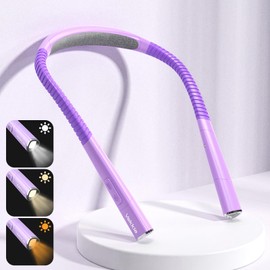 Vekkia LED Neck Reading Light Rechargeable, Book Lights for Reading at Night, 3 Colors&5 Brightness Adjustable,Long Lasting.Reading Lights for Books in Bed, Neck Light for Knitting,Reading& Repairing