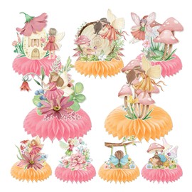 Bubaxuce Feen Waben Table Decoration Birthday Decorations - 9 Pieces Fairy Party Table Adornments for Tables, Butterfly Flowers Fairy Theme Celebration Ornaments, My Fair