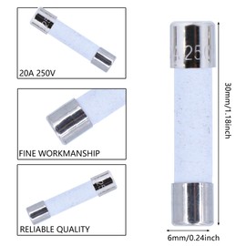 Locored Microwave Fuses Slow-Blow 20Amp 250V Ceramic Fuse Time Delay 6×30 MM Compatible and Universal Replacement for GE WB27X10388 and Whirlpool Kenmore Other Microwaves… (20)