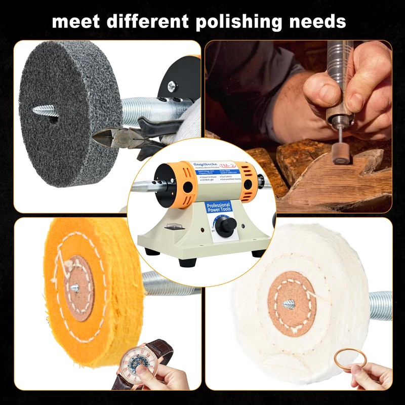 Angelbecke Jewelry Polisher, Adjustable Speed Polishing Machine, Multi-Function Bench Lathe