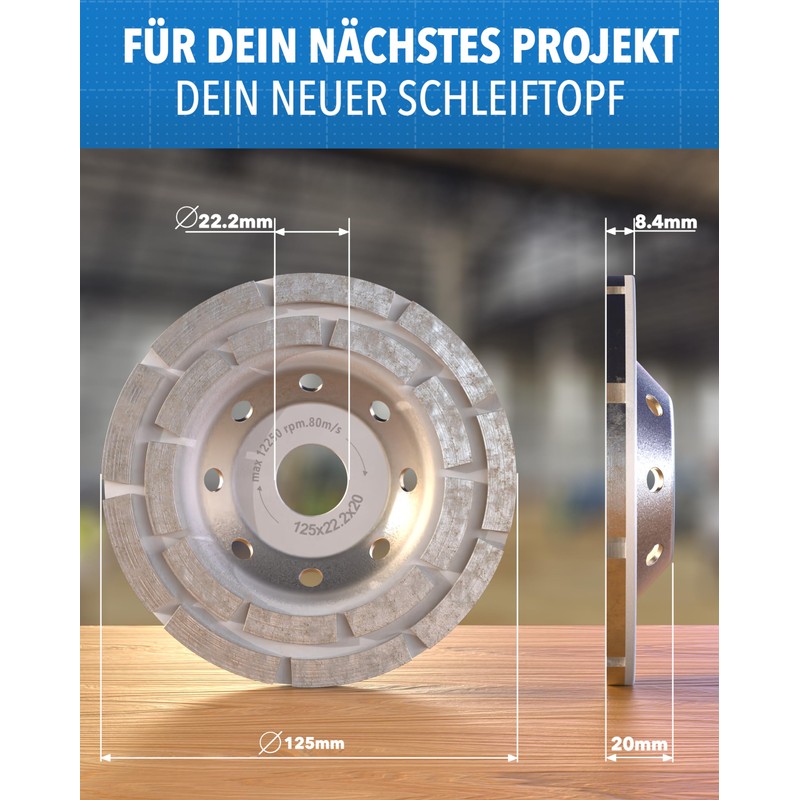 STONE REEF Diamond Cup Wheel [125 x 22.2 x 20]