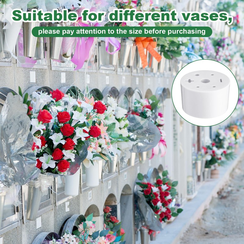 FillTouch 4 Pcs Cemetery Grave Vase Inserts Plastic Flowers Holder