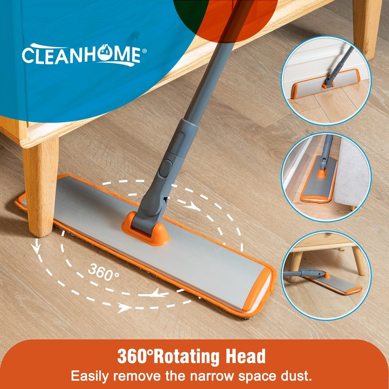 CLEANHOME Microfiber Mop Floor Dust Mop with Extendable Long Handle,