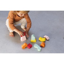 Quut - Blokki - My First Soft Balance Game - Coral Pink - Baby - Stimulates Motor Skills