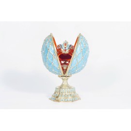 Crown Heritage Collectibles Sky Blue Crystal Egg with Austrian Crystal Crown Inside Austrian - Home Decor, Collectible, and Gift