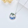 PROESS Ocean Wave Necklace Sterling Silver Palm Tree Pendant Necklace
