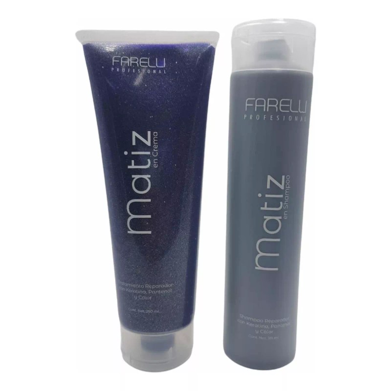 Farelli Kit Shampoo Y Crema Matizador Con Color Keratina Farelli