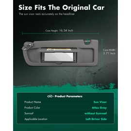 SCITOO Car Sun Visor Assbembly with Mirror Fit for 2006-2011 for Honda for Civic Atlas Gray Without Sunroof(Left Driver Side)