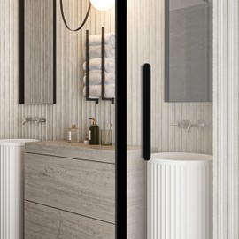 BaiNong 2pack 7 inch Stick on Shower Door Handles Adhesive Glass Shower Door Handle Matte Black Sliding Glass Door Handle for Shower Double Sided Sliding Door Pull