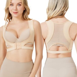 XSbeco Back Shaper Post Surgical Slimmer Compression Posture Corrector Tops Shapewear for Women (Beige, XL)