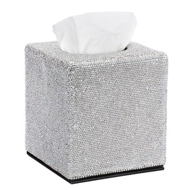 Sumnacon Tissue Box Cover Bling Square Tissue Box for Bathroom Sparkling Cube Tissue Box Holder with Magnetic Gorgeous Tissue Holder for Table Countertop Decorative Tissue Cover for Home Office Car