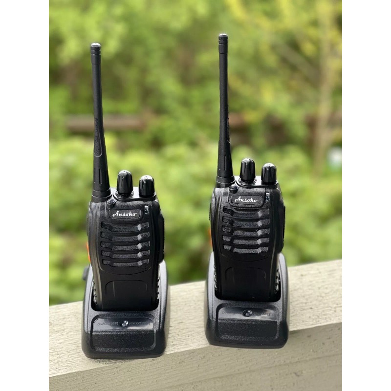 Ansoko 888S Black Walkie Talkie Rechargable Two Way Radio UHF