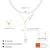 Zeffy Layered Long Pearl Necklaces Dainty Gold Pearl Lariat Necklace