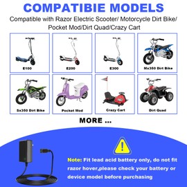 24V Electric Scooter Charger for Razor MX350 Dirt Bike MX400 Dirt Rocket