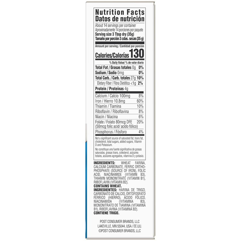 Malt-O-Meal Farina Original Breakfast Cereal, Quick Cooking, 18 oz Box
