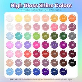 Beetles Spring Gel Nail Polish Set - Vibrarnt Holiday 55 Colors Gel Polish Kit with 5 Pcs Base Glossy Matte Top Coat UV LED Soak off Nail Polish Red Brown Pink Green Blue Summer Gifts for Women