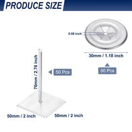 PATIKIL 70mm Self Stick Insulation Pins, 50Sets 2in Self Locking Washers Aluminum Insulation Hangers Cap Round Washers for Foam Board Wall Floor Ceiling