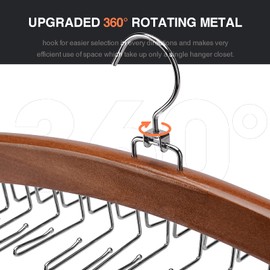 Ulimart Tie Rack 2Pcs Tie Racks for Men Closet 24 Hooks, Wooden Tie Organizer with Upgraded 360°Rotating, Scarves Accessories Closet Organizer for Bras,Tank Tops,Camisoles etc.Walnut…