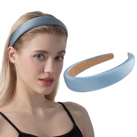 1.2 Inch Wide Solid Colors Padded Headband with No Teeth Hair Bands Non Slip Fashion Head Band for Women and Girls(Blue)