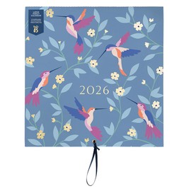 Busy B Large Family Wall Calendar 2026 – Birds Design with 5 Columns & Storage Pockets - Monthly 2026 Calendar for Busy Families with Colour-Coded Stickers - 30.5 x 30.5cm