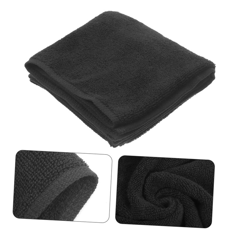 BIUDECO 2pcs Pure Cotton Black Hair Towel Quick Dry Soft