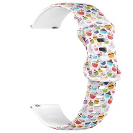 Compatible with Garmin Fenix 7/7 Pro, Fenix 6/6 Pro, Fenix 5/5 Plus, Epix (Gen2) / Epix Pro (Gen2), 22mm Replacement Sport Watch Band (Cupcakes Colorful) Silicone Soft Strap Bracelet