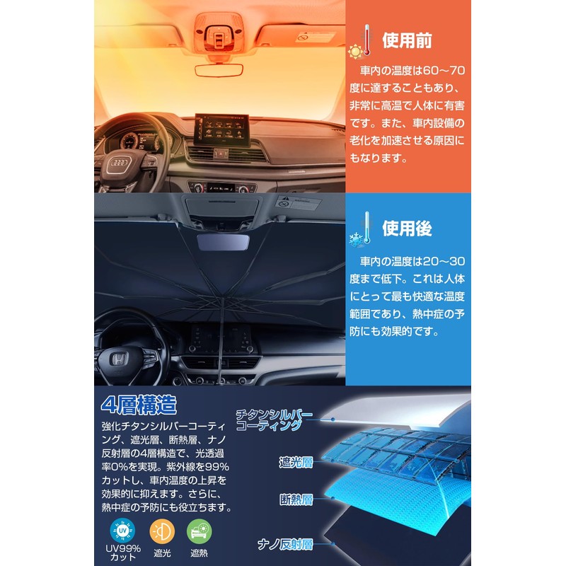 Car Sunshade, 2025 Improved Model, Car Front, Car Sunshade, Front
