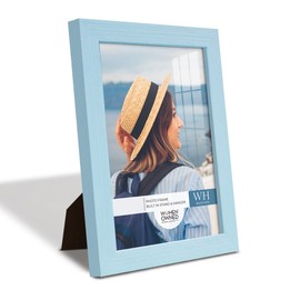 Renditions Gallery 6x8 inch Picture Frame Modern Style Wood Pattern and High Definition Glass Ready for Wall and Tabletop Photo Display, Blue Frame
