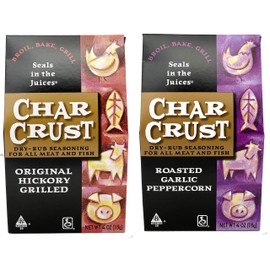 Char Crust Dry Rub Seasoning – Original Hickory Grilled and Roasted Garlic Peppercorn (4 Ounce) Pack of 2