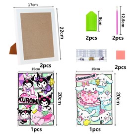 Cartoon Diamond Painting DIY, Diamond Painting Children 2 Pieces, Diamond Painting Accessories with Picture Frame, 5D Diamond Painting Pictures Anime, Diamond Painting Craft Set Children for Children