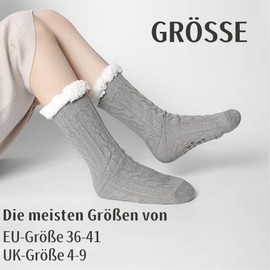 CUEMOON Warm Cuddly Socks, Stopper Socks for Women, Furry Thick Non-Slip Socks, Gifts for Women, Winter Christmas Socks, Hut Socks Women, Grey