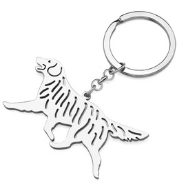 YAYAKO Stainless Steel Dog Keychain Wallet Car Key Keyring Jewelry Pets Dog Lovers Gifts for Women Girls Dog Key Chain (Silver Plated Golden Retriever Keychain)