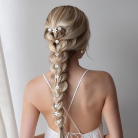 24 Pack Spiral Hair Pins, Crystal Rhinestone Wedding Hair Accessories, Pearl Flower Hair Clips for Bridal Hairstyles