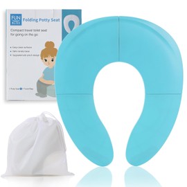 Funbliss Foldable Travel Potty Seat for Toddlers - Portable Folding Toilet Training Seat for Toddlers with Safety Suction Cups, Includes Storage Bag - Essential for On-the-Go Potty Training,Blue