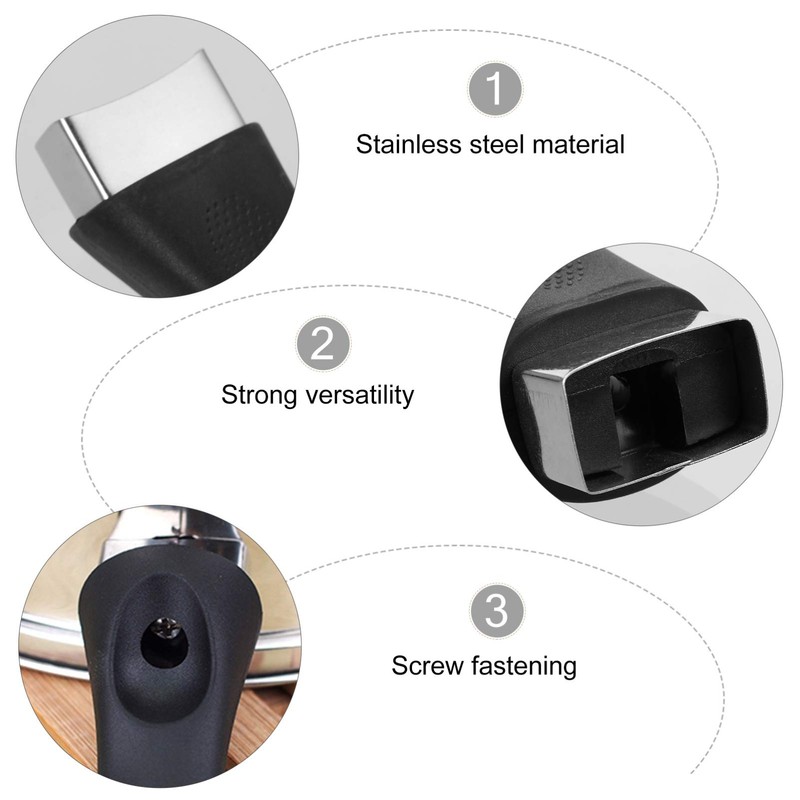 Hemoton 2pcs Stainless Steel Replacement Handles for Pots Pans Scald-Proof