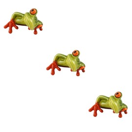ULTECHNOVO 3pcs Resin Frog Figurine Quirky Animal Desktop Ornament for Decor Craft for Computer Unique for