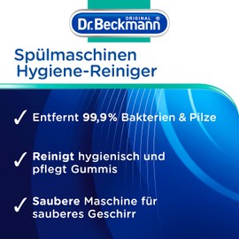 Dr. Beckmann Spülmaschinen Hygiene-Reiniger, Pulver, Zitrone, entfernt Rückstände, Fett und unangenehme Gerüche | inkl. Spezial-Reinigungs-Tuch | 75 g
