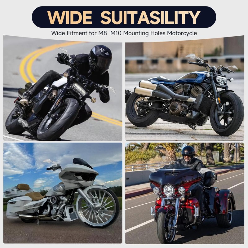 Motorcycle Mirrors for Handlebars - Chrome CNC Adjustable Motorcycle Rearview