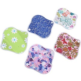 Almohadillas Menstruales Reutilizables, 5 Piezas Cojín sanitario lavable para mujer, tela de fibra de carbón de bambú, impermeable y reutilizable para Mujeres (H1-H5)