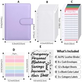 SKYDUE Budget Binder, Money Saving Binder with Zipper Envelopes, Cash Envelopes and Expense Budget Sheets for Budgeting