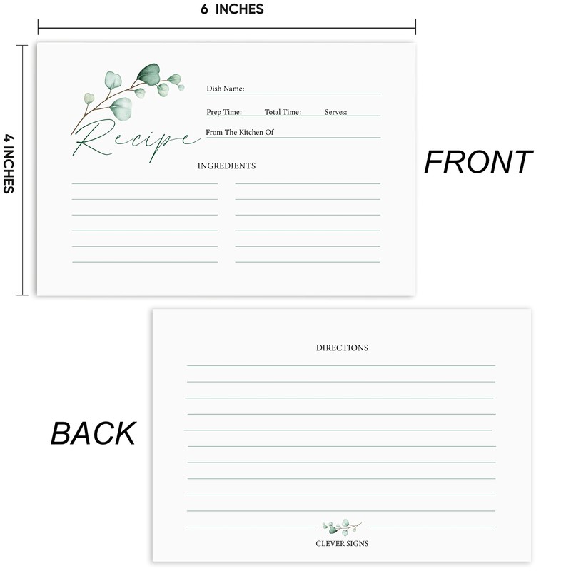 Recipe Cards, Recipe Cards 4x6 White, 4x6 Recipe Cards Double