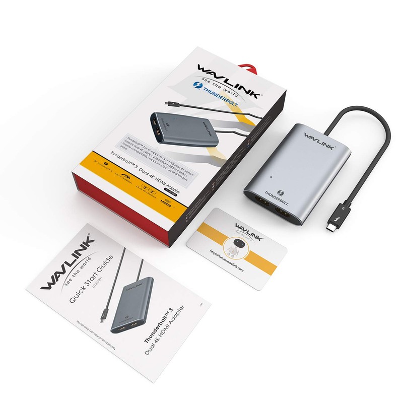 WAVLINK Thunderbolt 3 Mini Docking Station HDMI Adapter Dual 4K